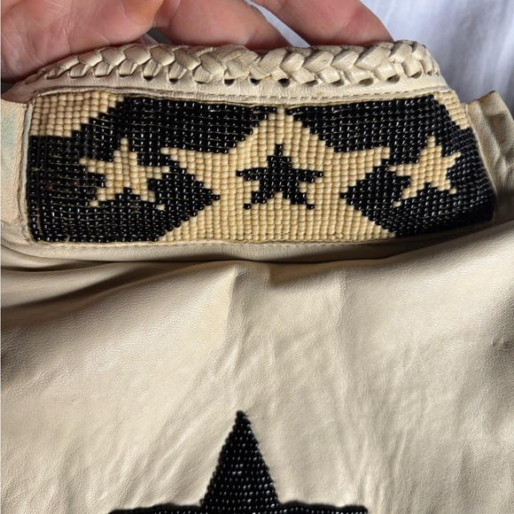 Vintage Star-Studded Black and Cream Fringe Jacket by REN Ellis renegade - Picture 3 of 10